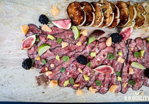 Angus flat iron steak charcuterie plank | BBQuality