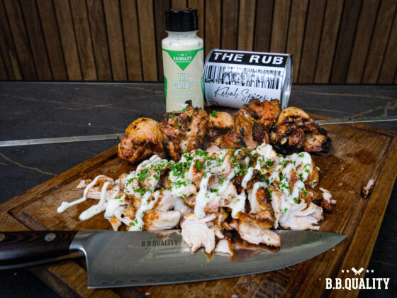 Kip kebab van het spit recept | Kipdijfilet | BBQuality The Garlic | The Kebab Spices | BBQuality
