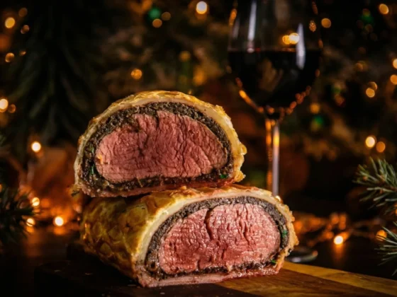 Beef Wellington kerstdiner met perfecte garing volgens de kerntemperaturen tabel