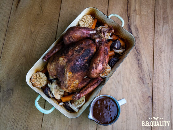 Spicy kalkoen met cranberry-kersenjus recept | Franse kalkoen | Gevogeltejus | Chili kruidenboter | Exotic rub | The Cherry BBQ saus | Maikelsbbq | BBQuality