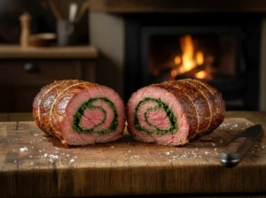 bavette rollade bereid met chimichurri kruiden