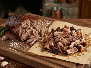 Procureur van de bbq met een mooie smoke ring waarvan pulled pork is gemaakt