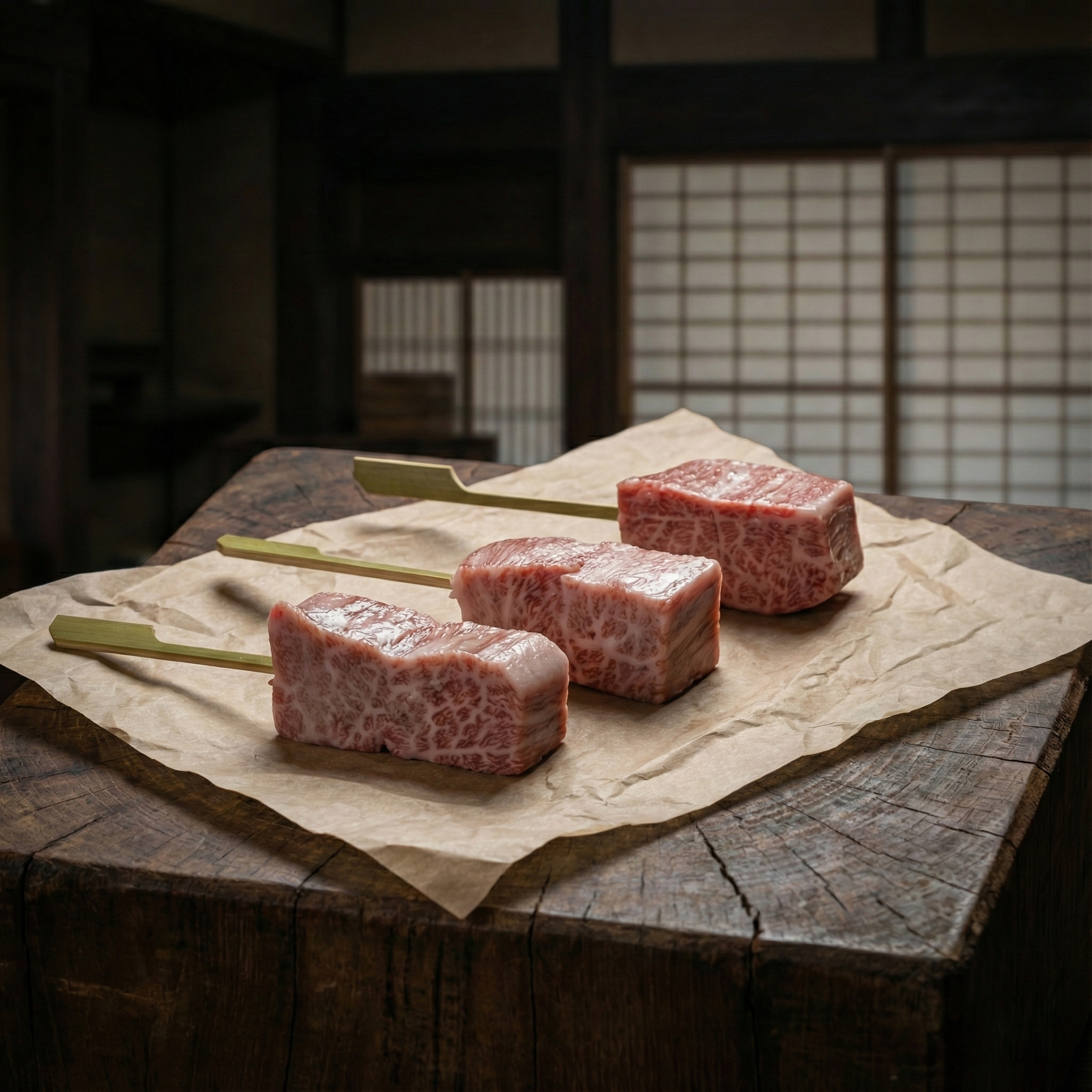 Wagyu kushi 3 x 30 gram A5 Japans (Full Blood) wagyu2026 | BBQuality