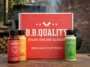BBQuality Essentials Sauce Giftpack met The Original, The Burger en The Garlic, luxe cadeauverpakking, geschikt voor burgers, kip en snacks in Nederland en België