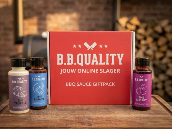 BBQuality Signature Sauce Giftpack met The Cherry, The Umami en The Truffle, luxe cadeauverpakking, geschikt voor burgers, carpaccio, vis en snacks in Nederland en België