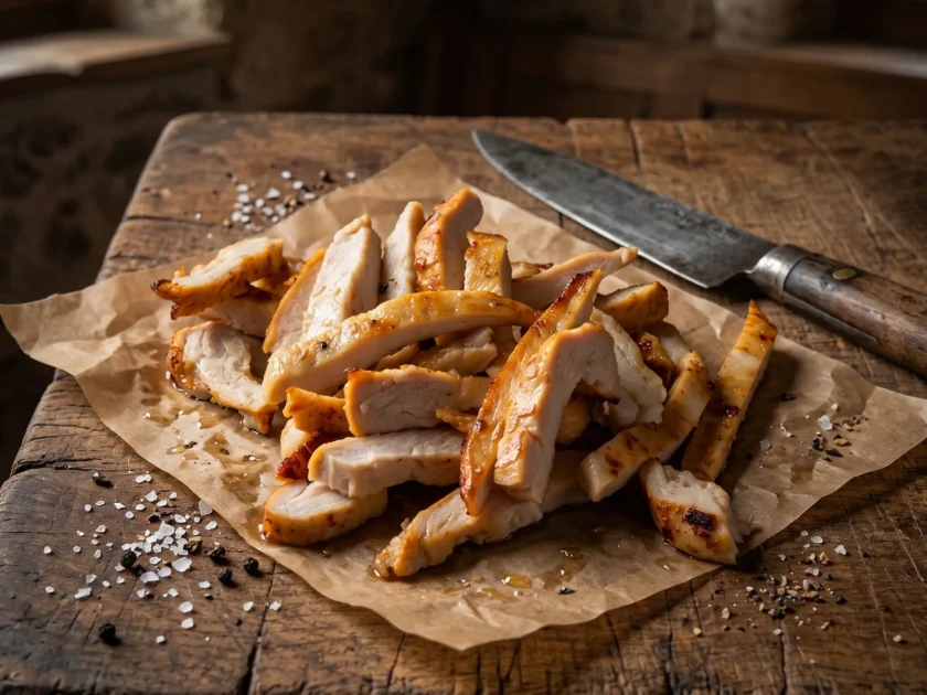 Kipfiletreepjes voorgegaard, halal en 22,9 g eiwit per 100 g. Klaar in 3,5 minuten. Gekoeld en diepgevroren geleverd.