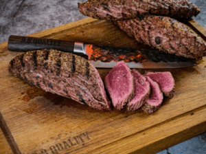 Perfect roze medium rare bereidde Angus Diamanthaas La Finca Uruguay