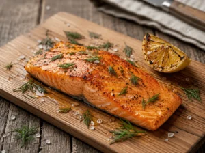 Zalmfilet 150 gram op een rookplankje