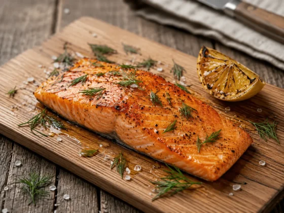 Zalmfilet 150 gram op een rookplankje