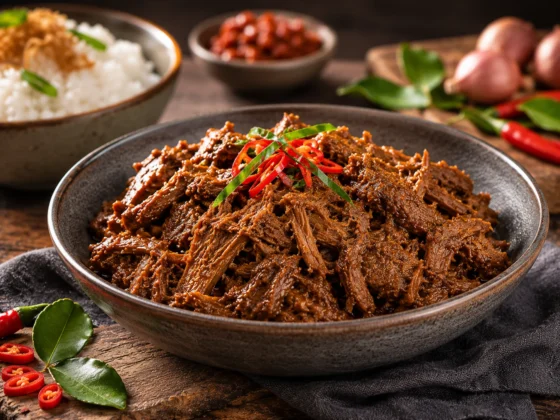 Pulled beef rendang met mals 12 uur sous vide gegaard rundvlees