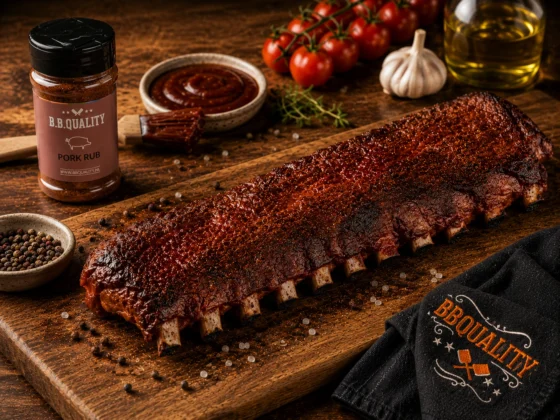 Bereide spare-rib met ketting extra dik bevleesd op de BBQ