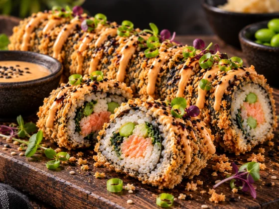 Crunchy sushi zalm Salmon Supreme warm en krokant bereid