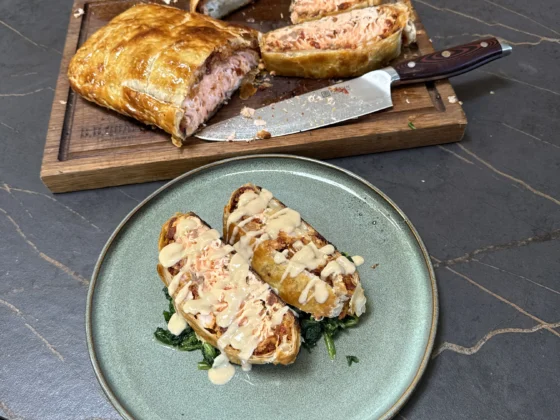Zalm Wellington pakket recept | Vanamei garnalen | Zalmhaas zonder huid | BBQuality Fish rub | BBQuality Exotic rub | kerstrecept | Kenneth | Chefs_BBQ_Table | BBQuality