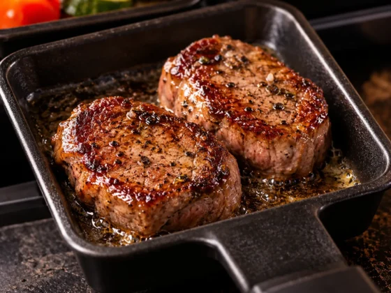 mooi gebakken wildzwijnhaasmedaillons van de gourmet